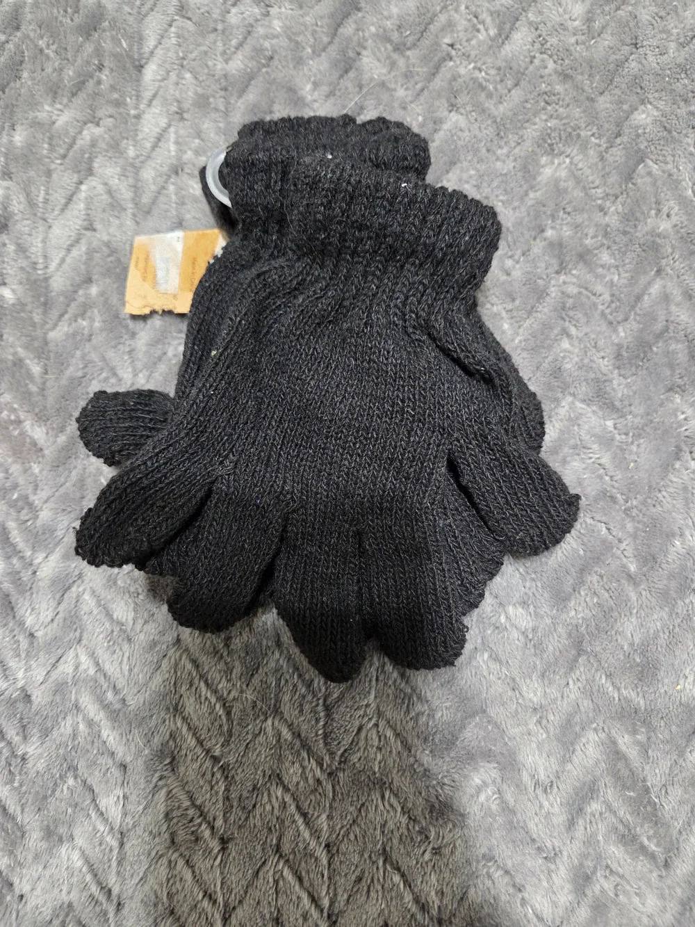 Kids Black Knit Mittens Set